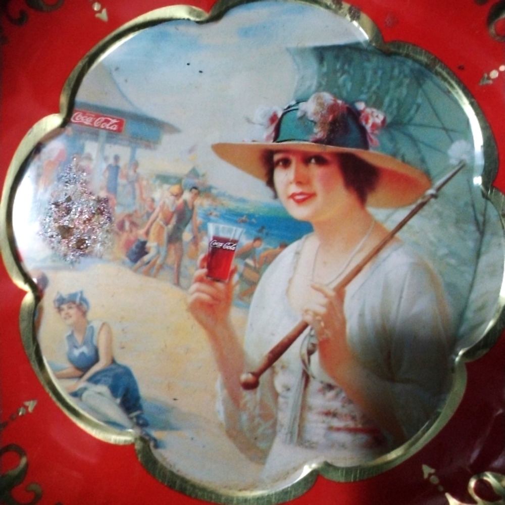 Coca-Cola Red Decorative Plate with Beach Scene